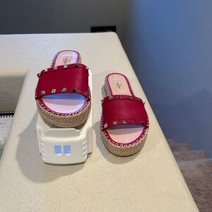 Valentino Women’s Rockstud Double Espadrille Platform Slide Sandals